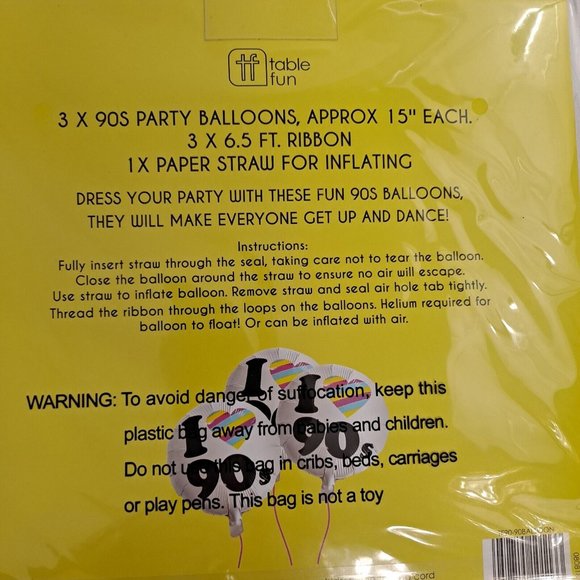 I Love The 90s 15 Inch Foil Balloon Party Decade 3 Pack - Picture 4 of 4